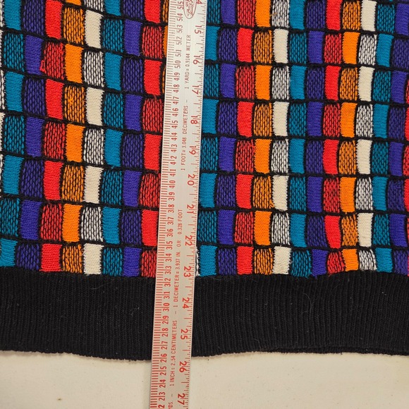 Alan Stuart Mens Knit Sweater Multicolor Checkerboard Pattern Long Sleeve Size L - Picture 6 of 7